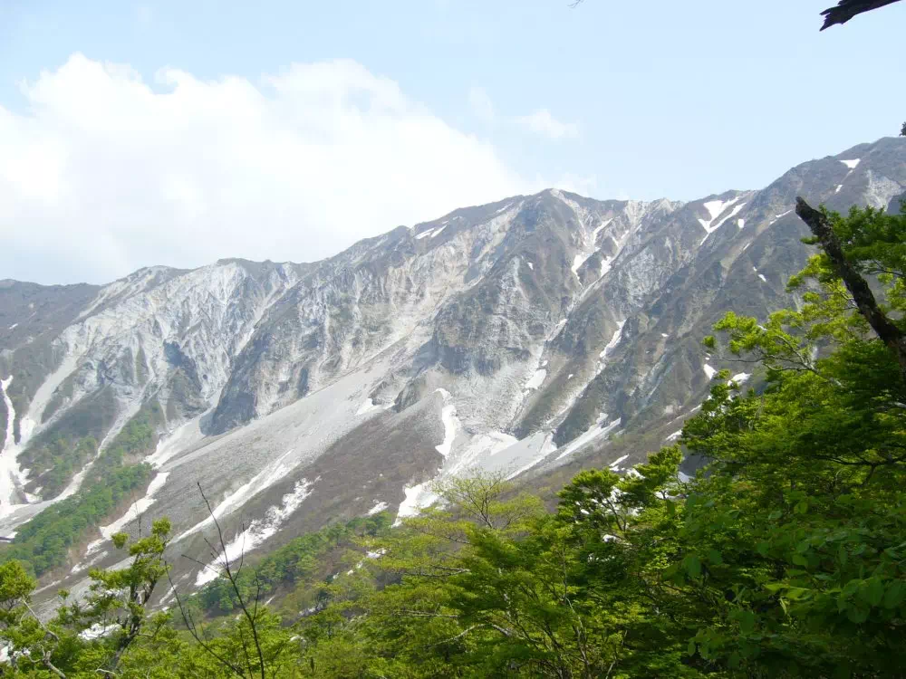 元谷への下りで見える北壁